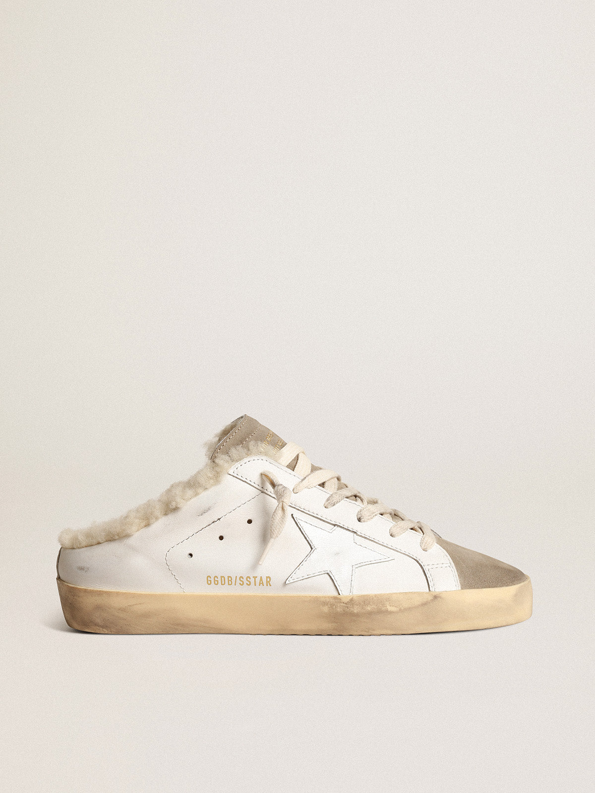 Super-Star Sabots with white leather star and shearling lining| Golden Goose