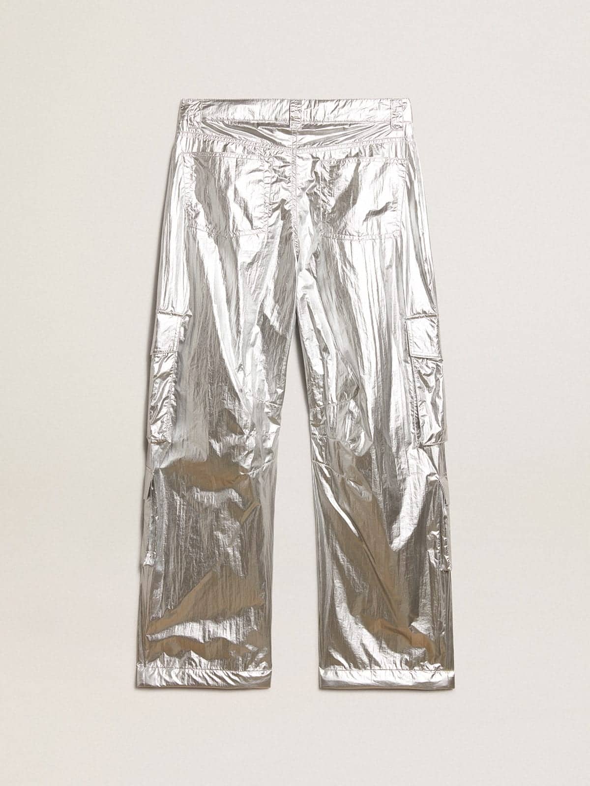 Men's cargo pants in silver technical fabric| Golden Goose
