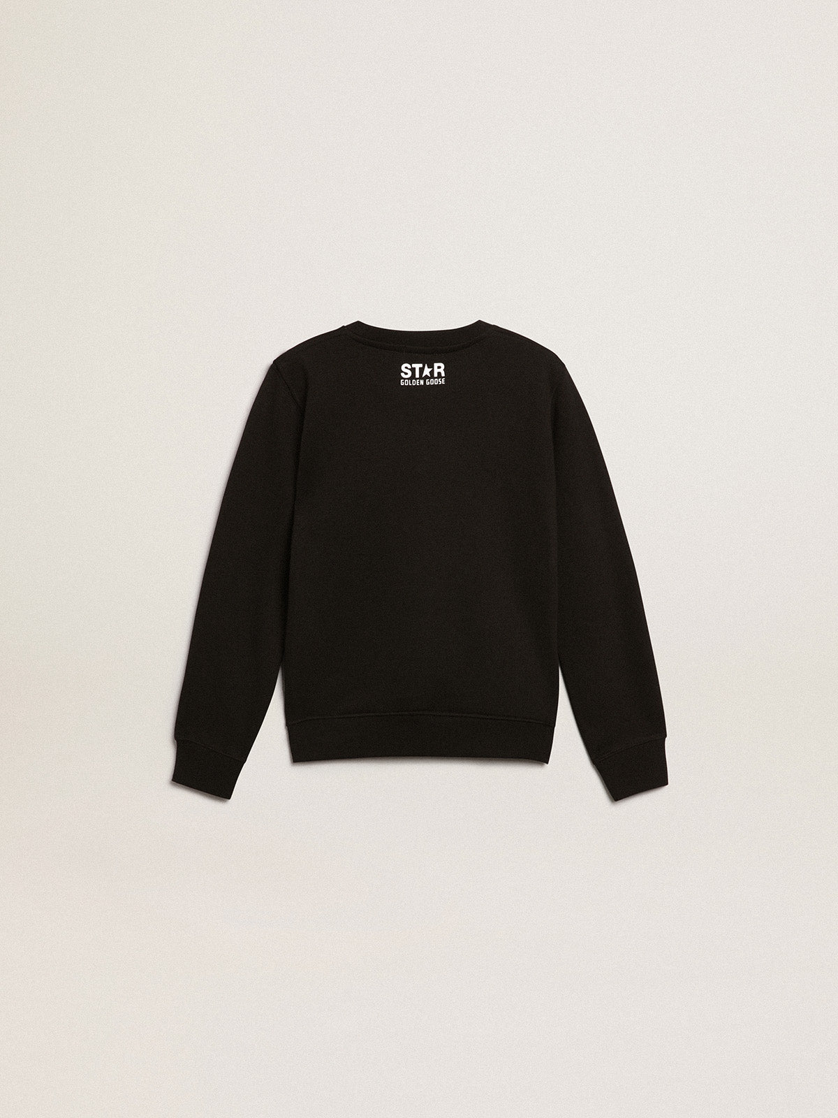 Boys' black sweatshirt with white maxi star on the front| Golden Goose