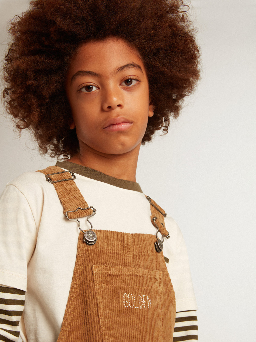 Overalls in bark-colored velvet-effect cotton| Golden Goose