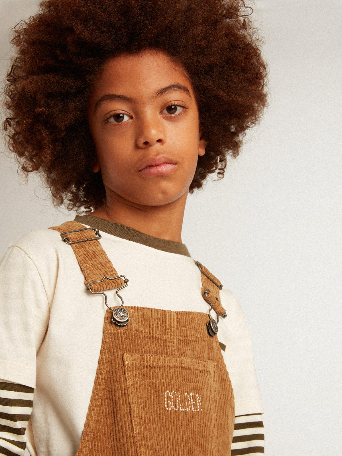 Overalls in bark-colored velvet-effect cotton| Golden Goose
