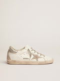 Women's Super-Star with silver heel tab and metal stud lettering| Golden Goose