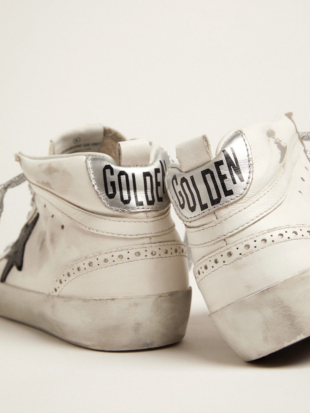 Women's Mid Star with laminated heel tab and glitter laces| Golden Goose