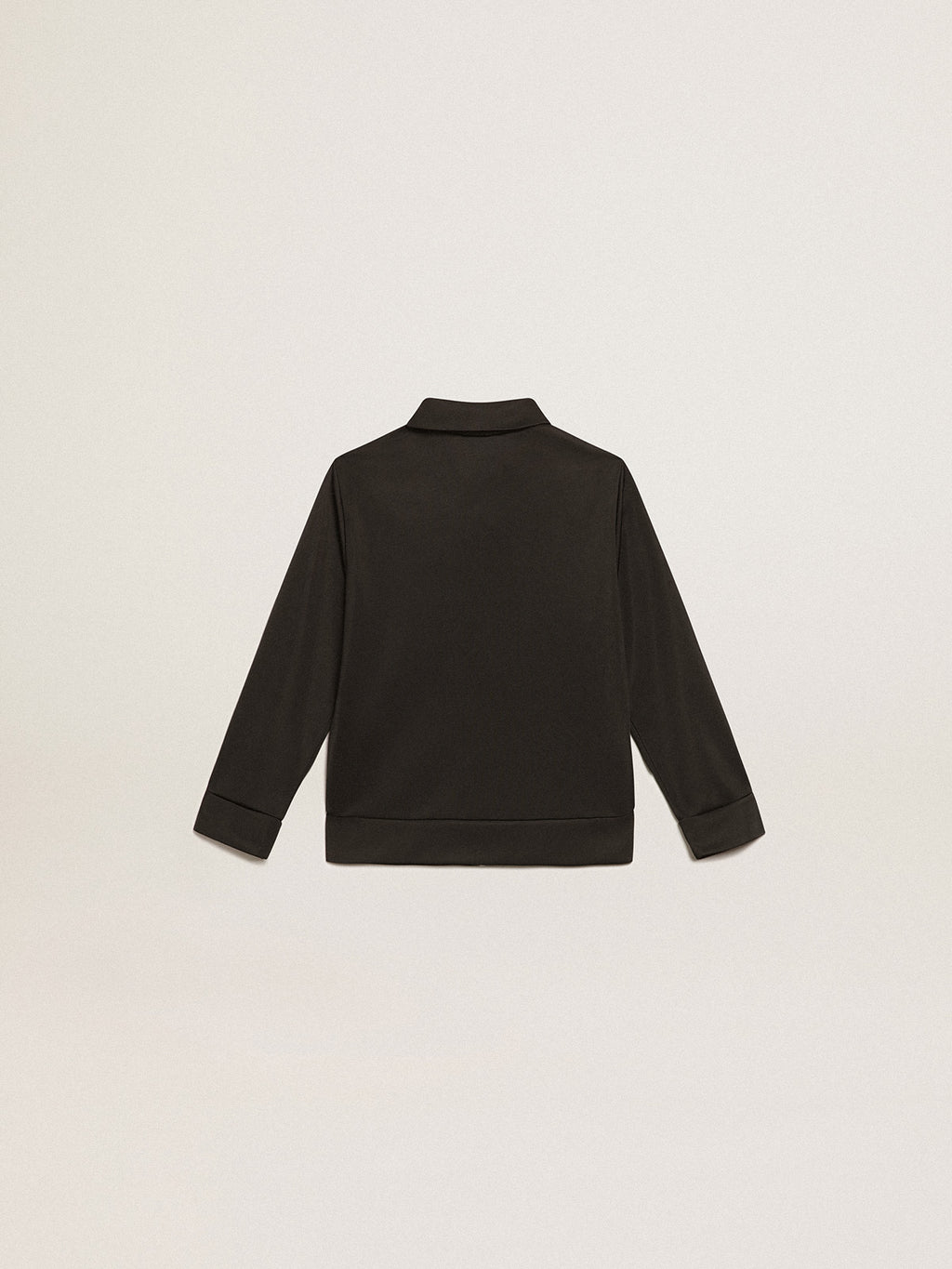 Black zipped sweatshirt with contrasting white stars| Golden Goose