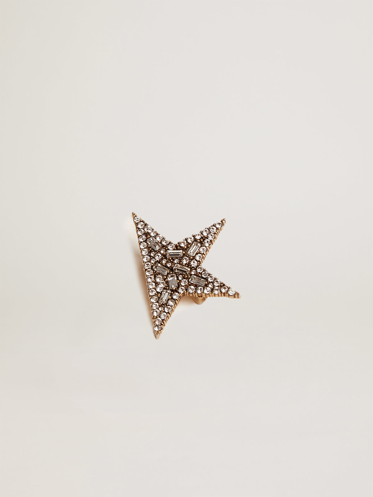 Women's antique gold-colored brooch with decorative crystals| Golden Goose