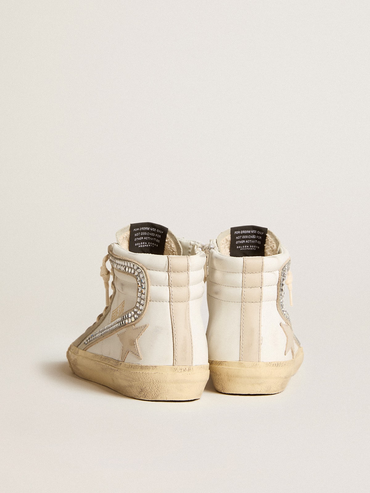 Slide with nude leather star and suede and Swarovski crystal flash| Golden Goose