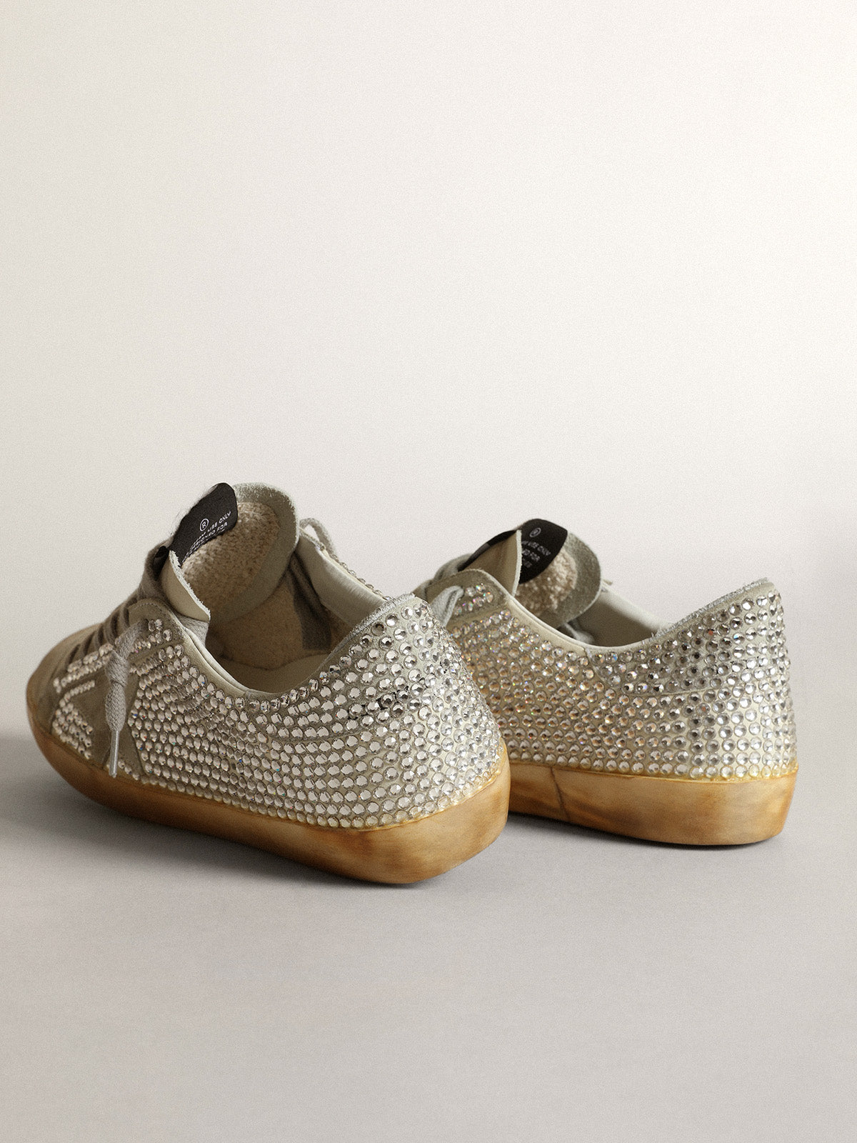 Women's Super-Star in off-white nubuck and silver crystals| Golden Goose