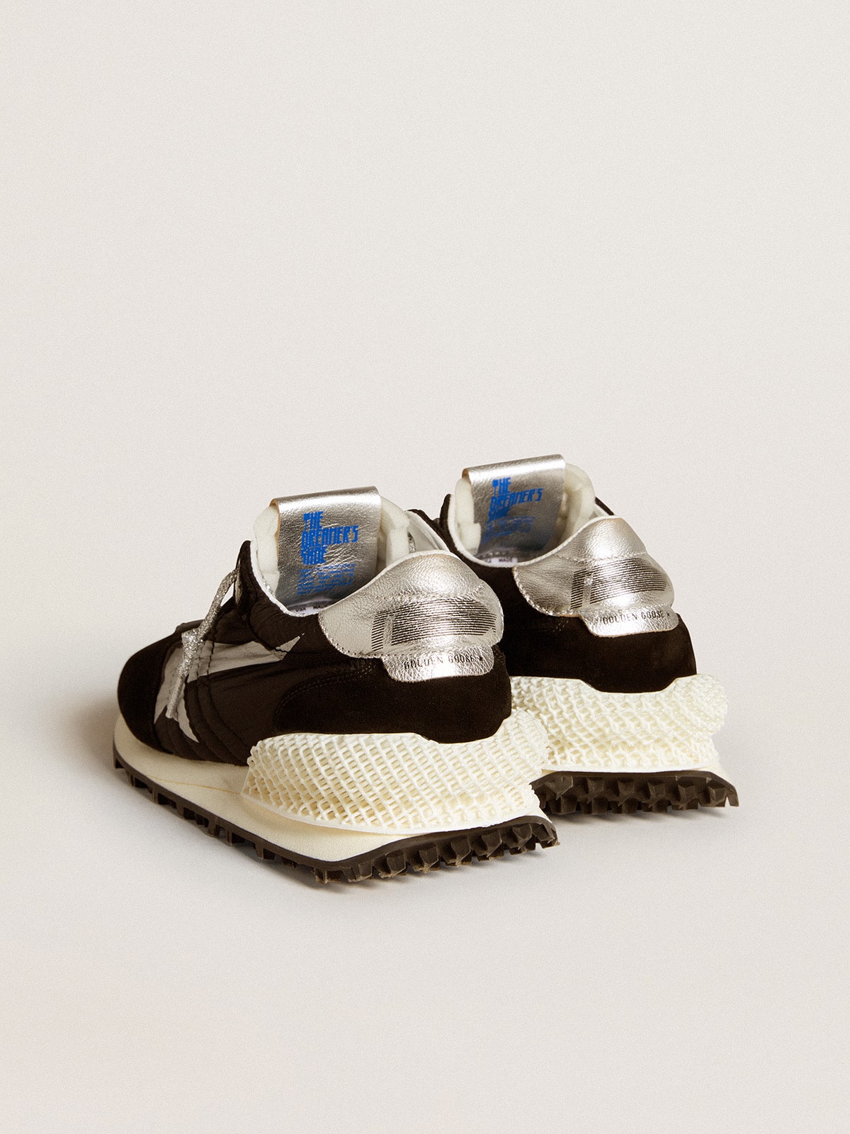 Women's Marathon with black ripstop nylon upper and silver star| Golden Goose