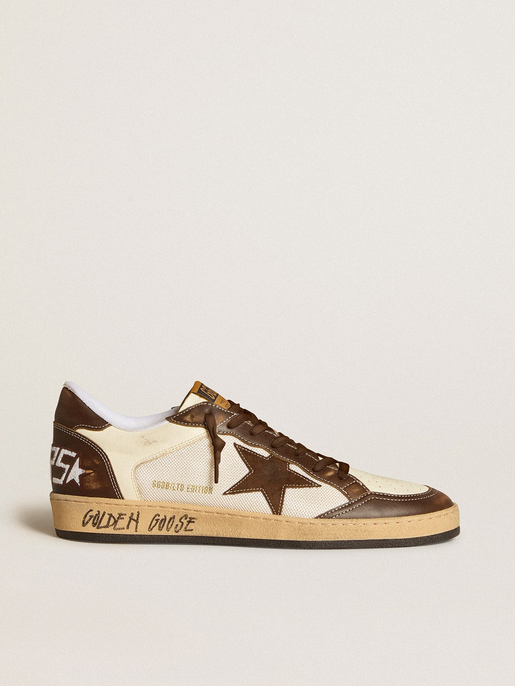 Ball Star in nappa and mesh with suede star and brown leather inserts| Golden Goose
