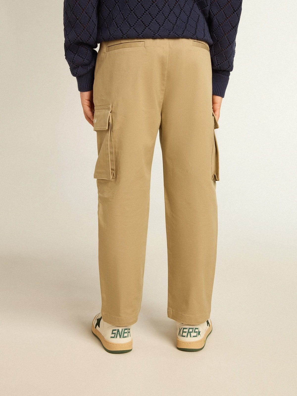 Boys' sand-colored cargo pants| Golden Goose