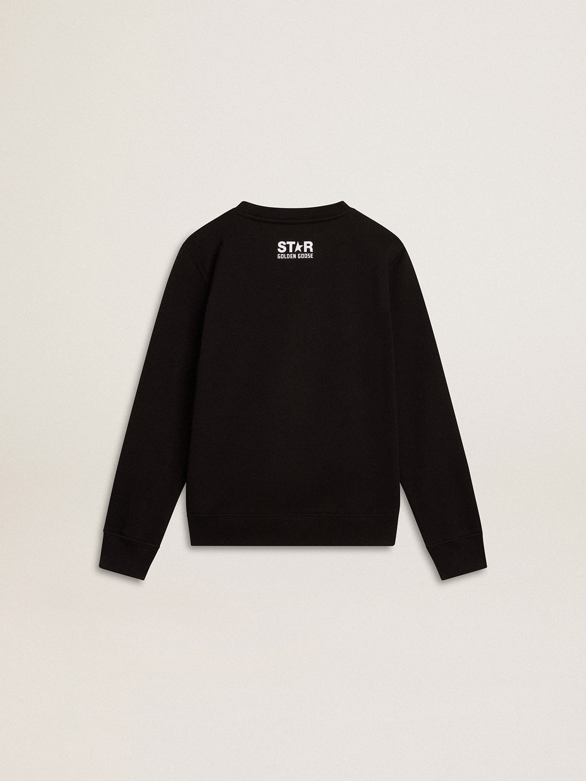 Boys' black sweatshirt with white maxi star on the front| Golden Goose