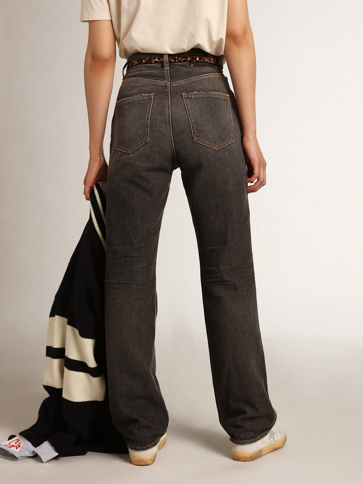 Women's black jeans with stonewashed effect| Golden Goose
