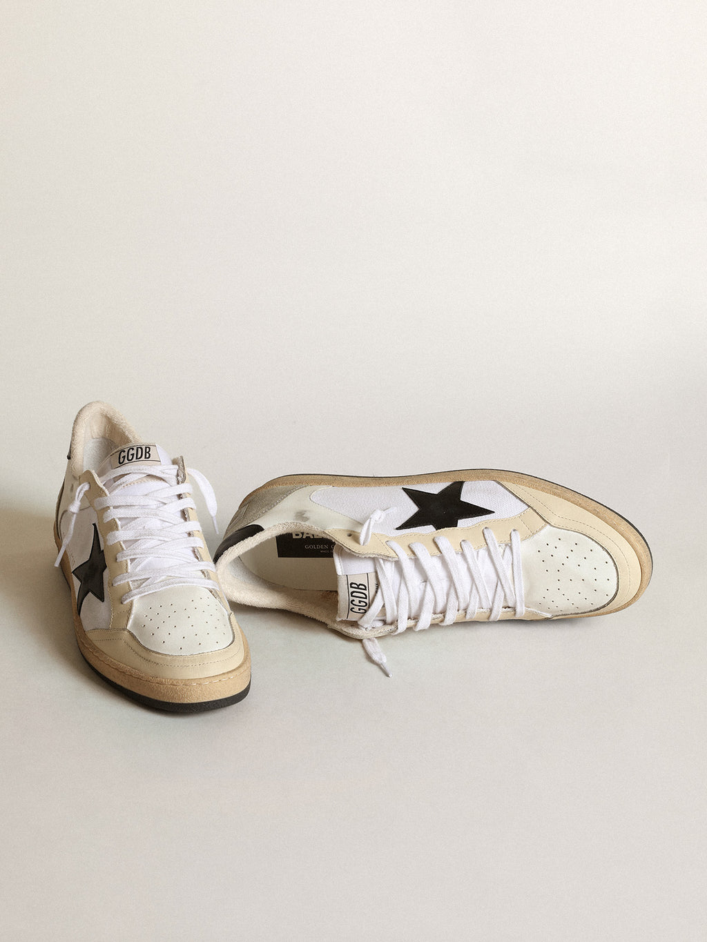 Men's Ball Star in canvas and white leather with ivory inserts| Golden Goose