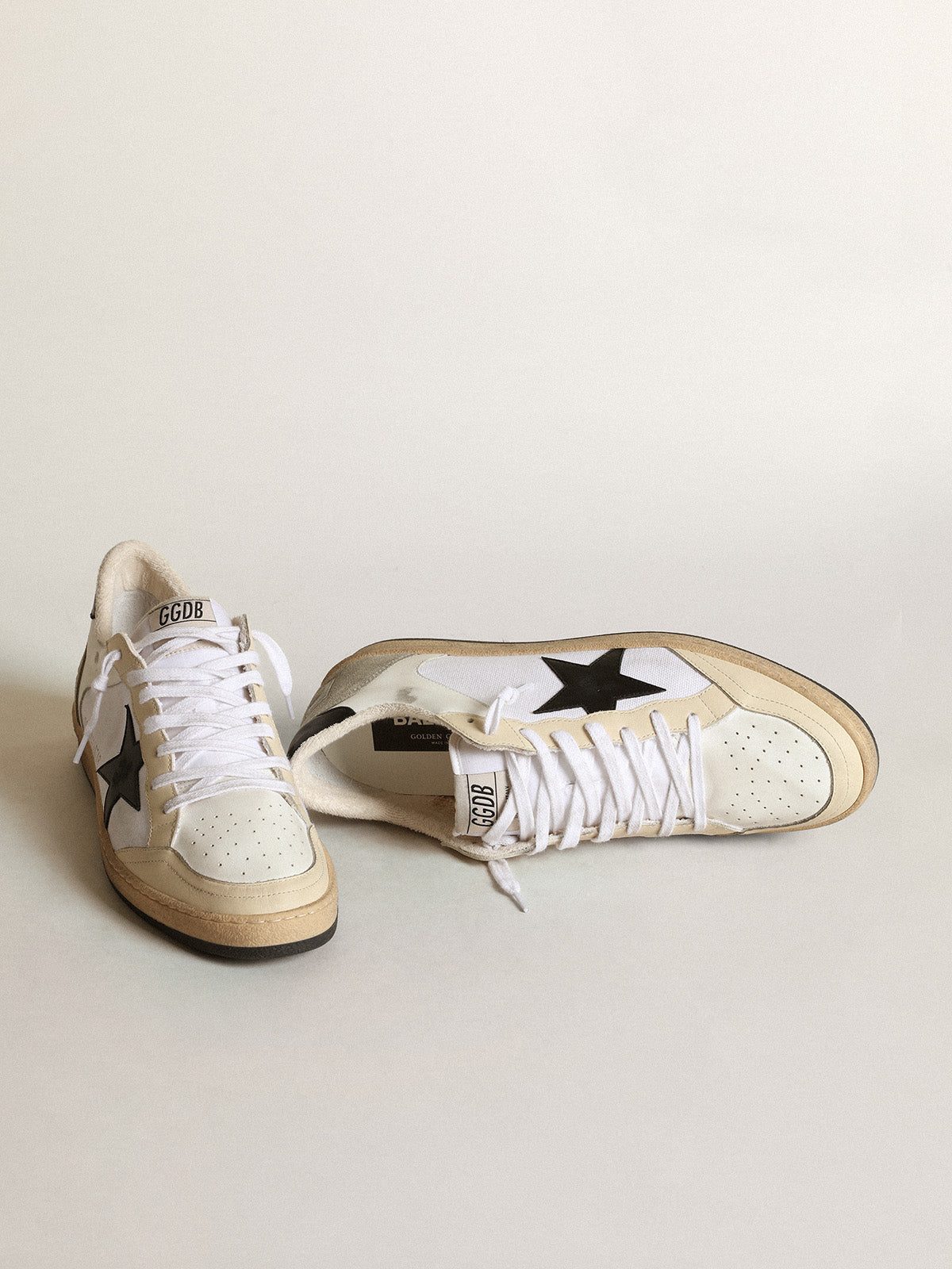 Men's Ball Star in canvas and white leather with ivory inserts| Golden Goose