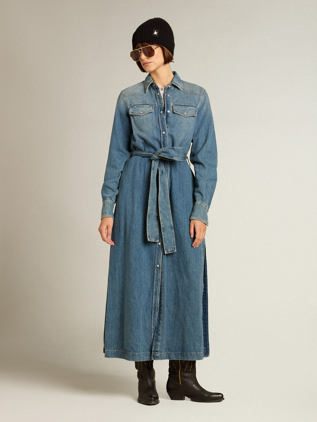 Women's denim shirt dress| Golden Goose