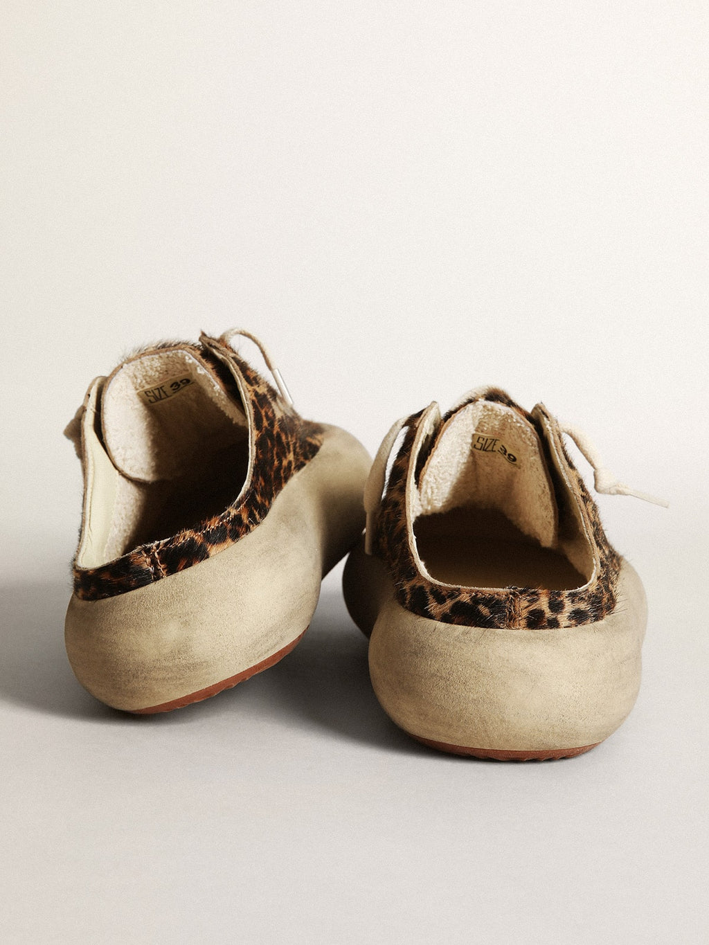 Women's Space-Star Sabot in leopard print pony skin with black star| Golden Goose