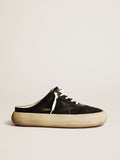 Men's Space-Star Sabots in black nylon with black leather star| Golden Goose