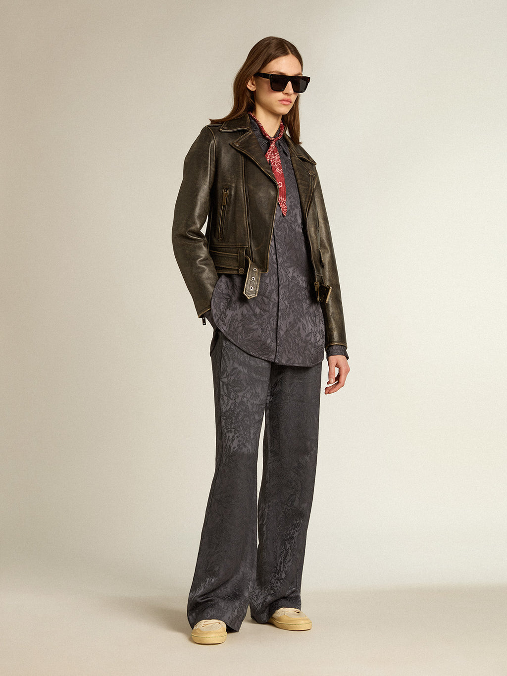 Jacquard pants with all-over toile de jouy pattern| Golden Goose