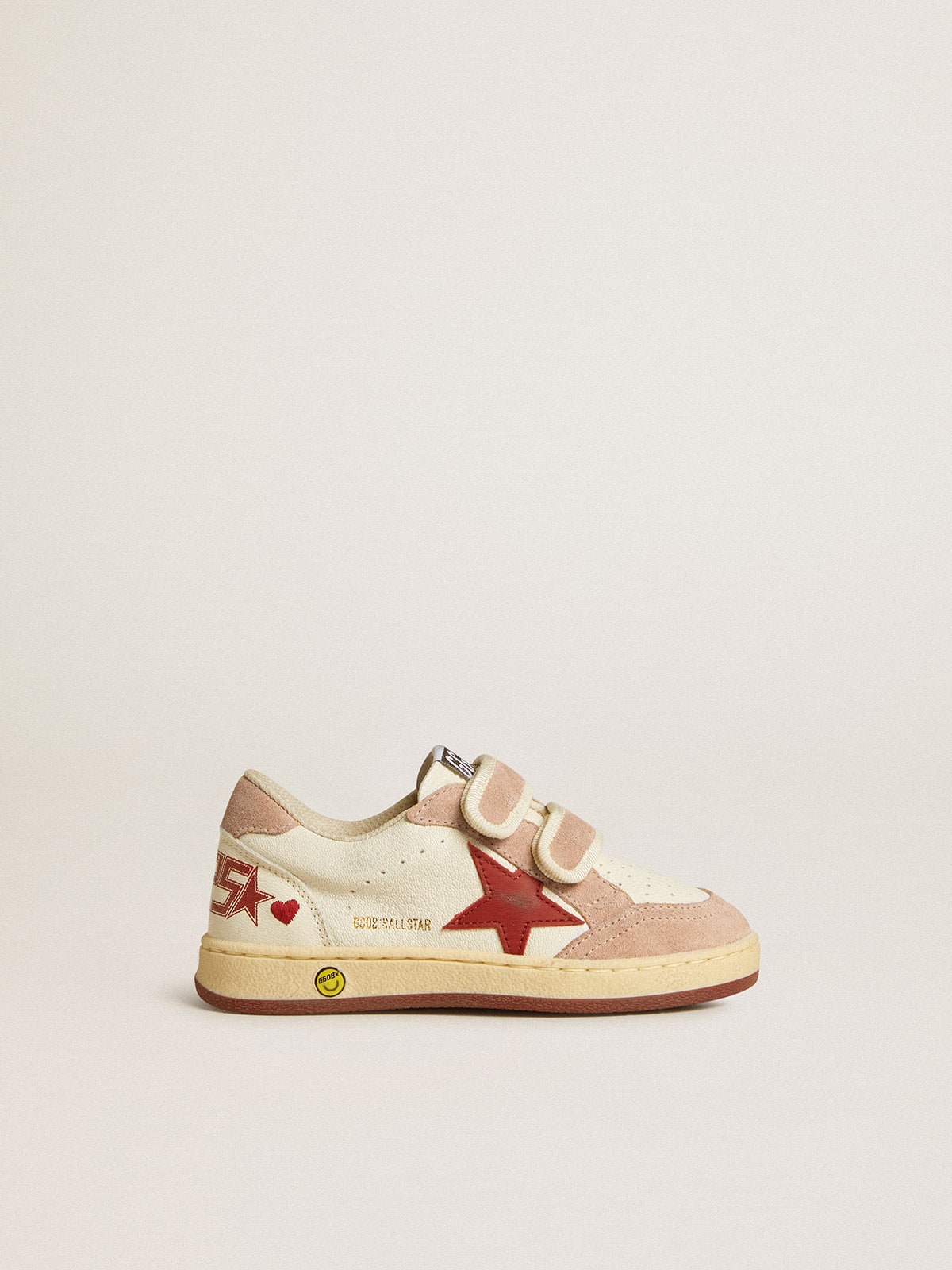 Ball Star Young in nappa with nappa star and pink suede heel tab| Golden Goose