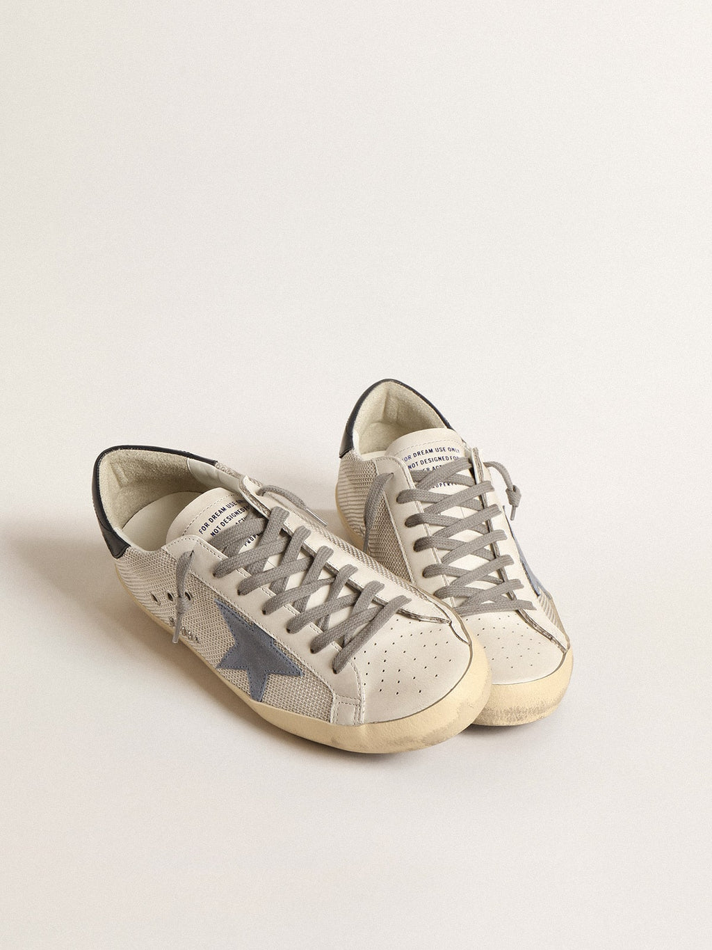Super-Star in pale silver mesh with light blue suede star| Golden Goose