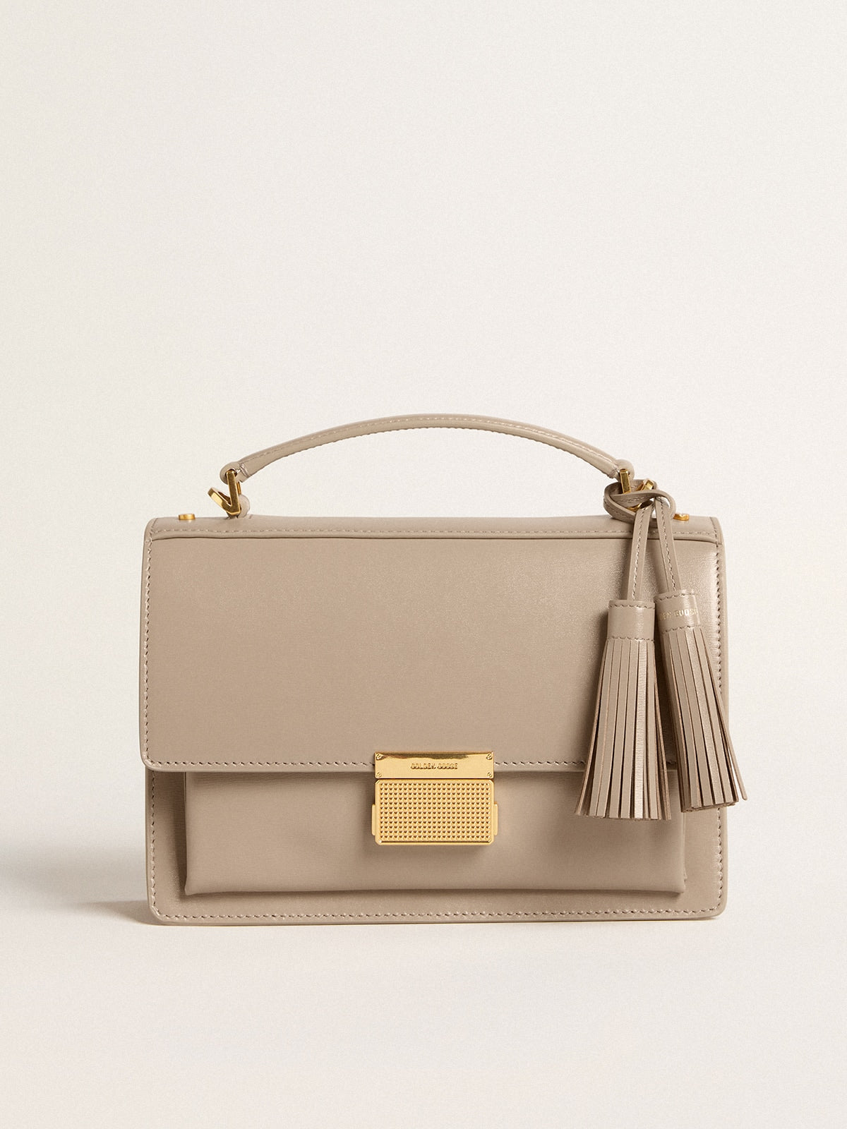 Venezia Bag in beige boarded leather with gold details| Golden Goose