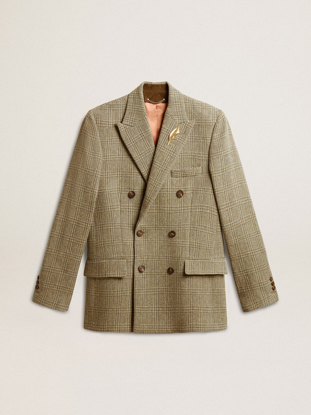 Men's double-breasted blazer in Shetland wool| Golden Goose