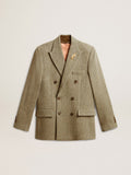 Men's double-breasted blazer in Shetland wool| Golden Goose