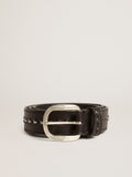 Black leather belt with studs| Golden Goose