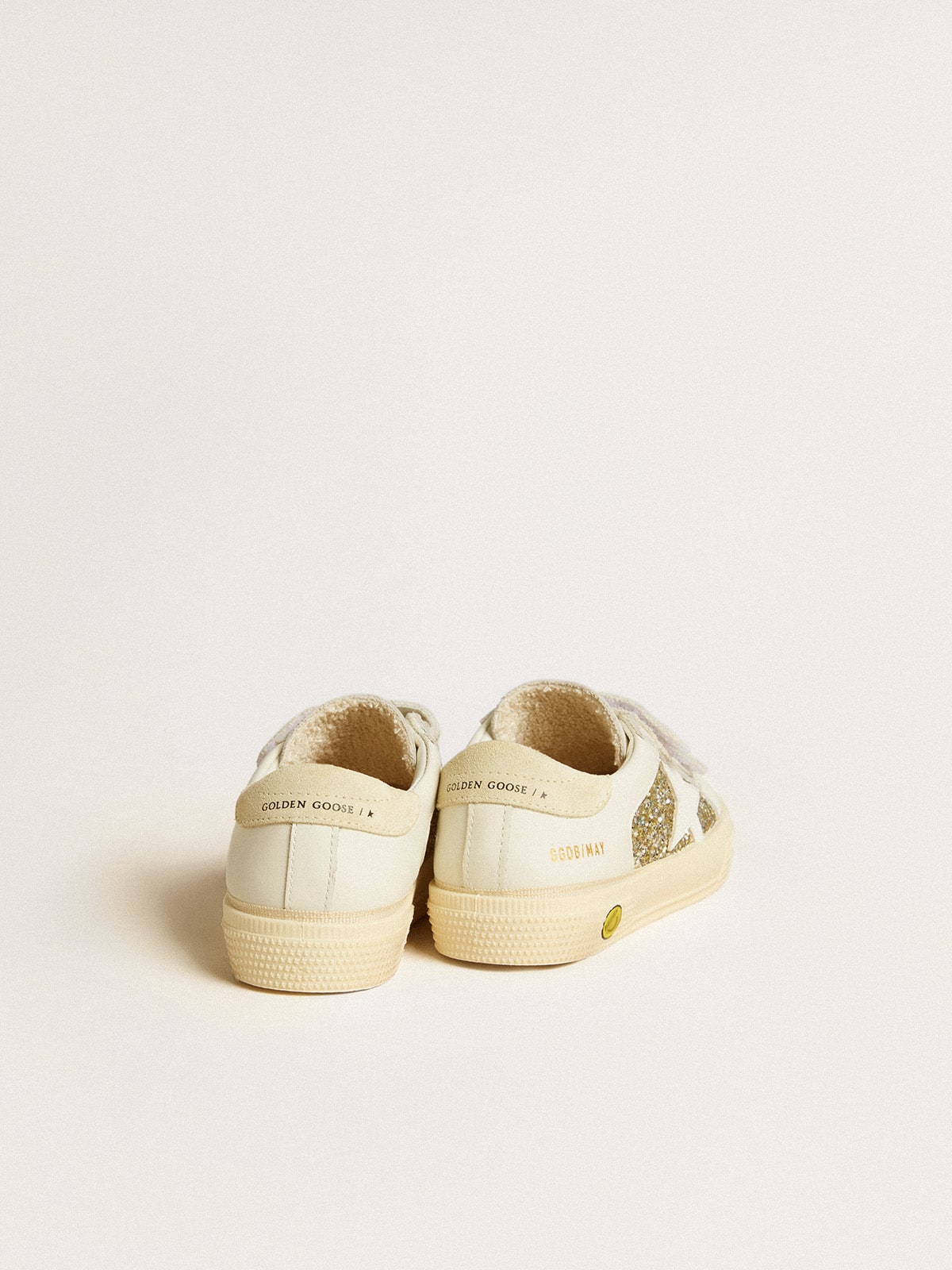 May School Junior in glitter with leather star and suede heel tab| Golden Goose