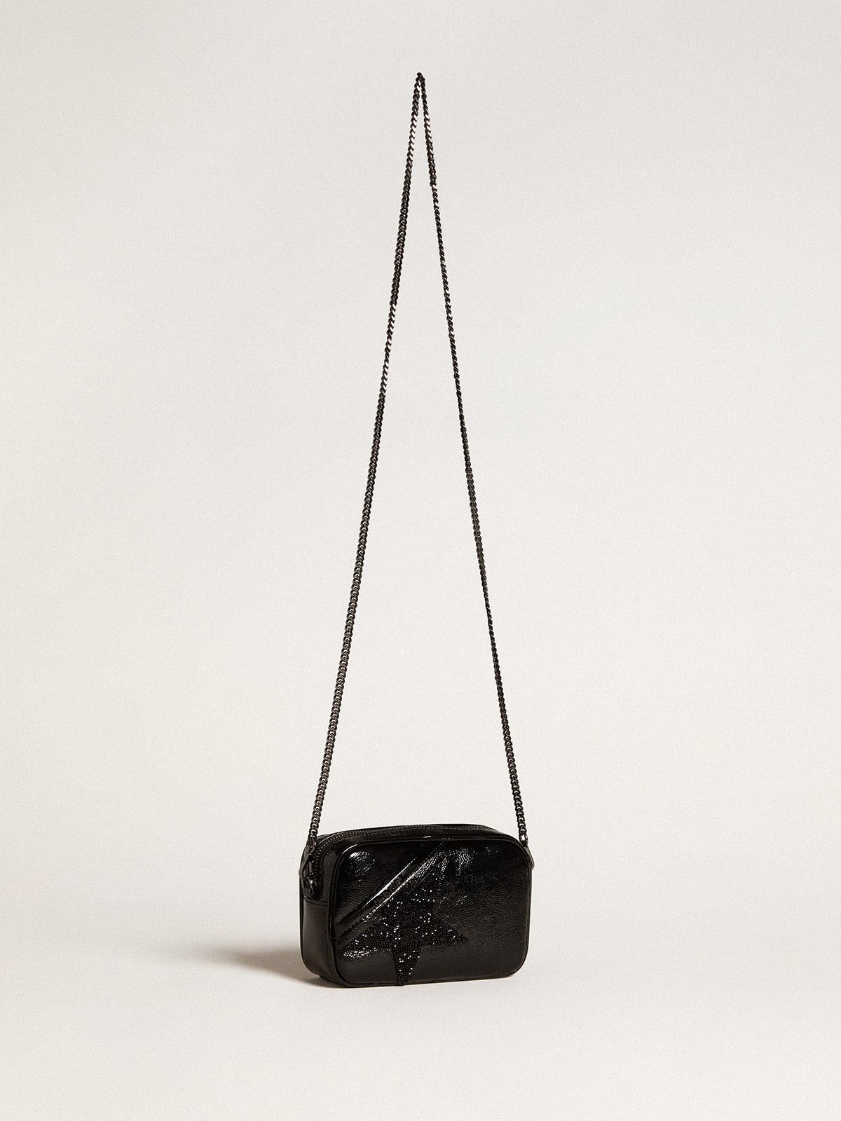 Mini Star Bag in black leather with Swarovski crystal star| Golden Goose