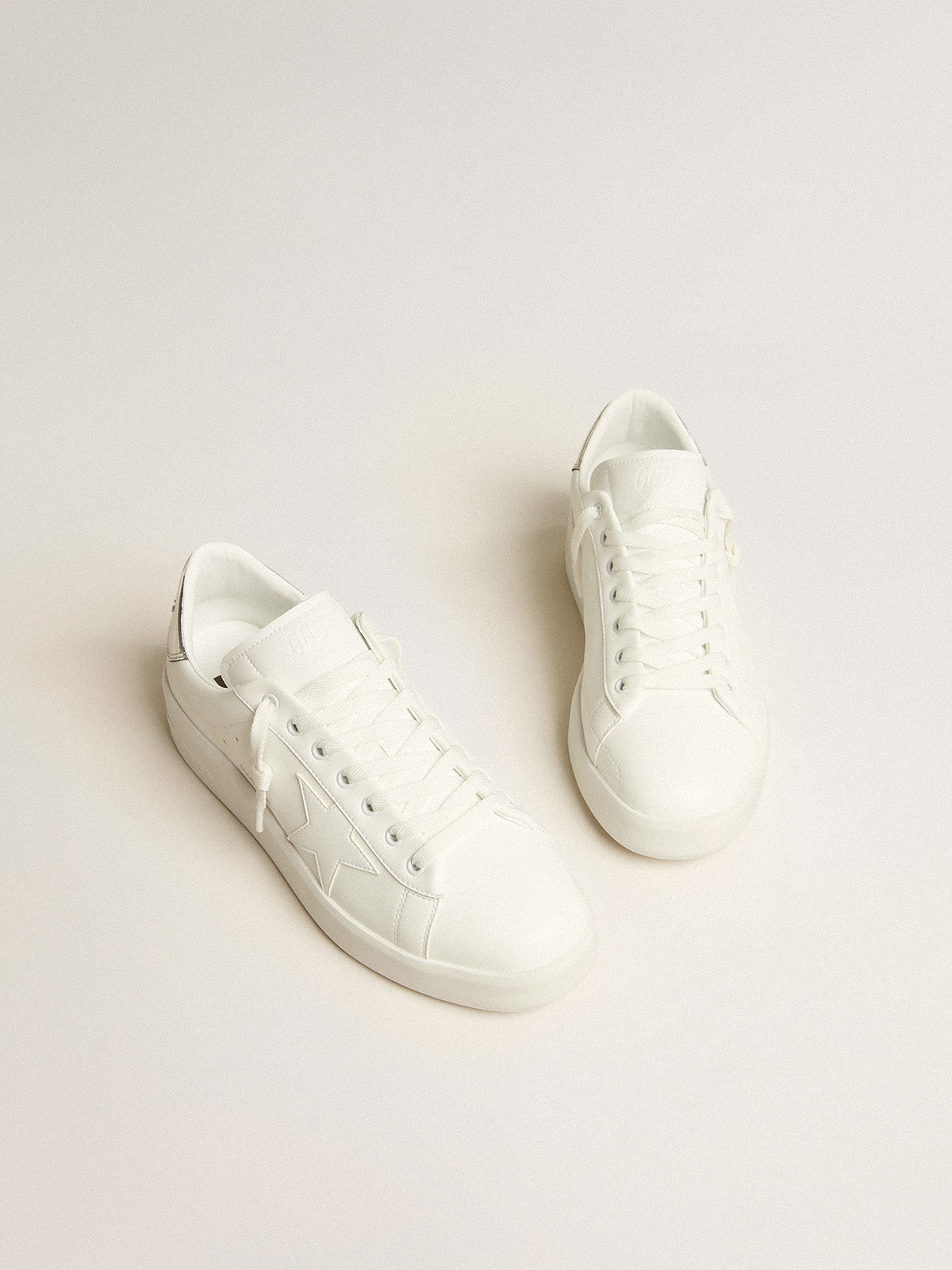 Men's bio-based Purestar with white star and mirror-effect heel tab| Golden Goose