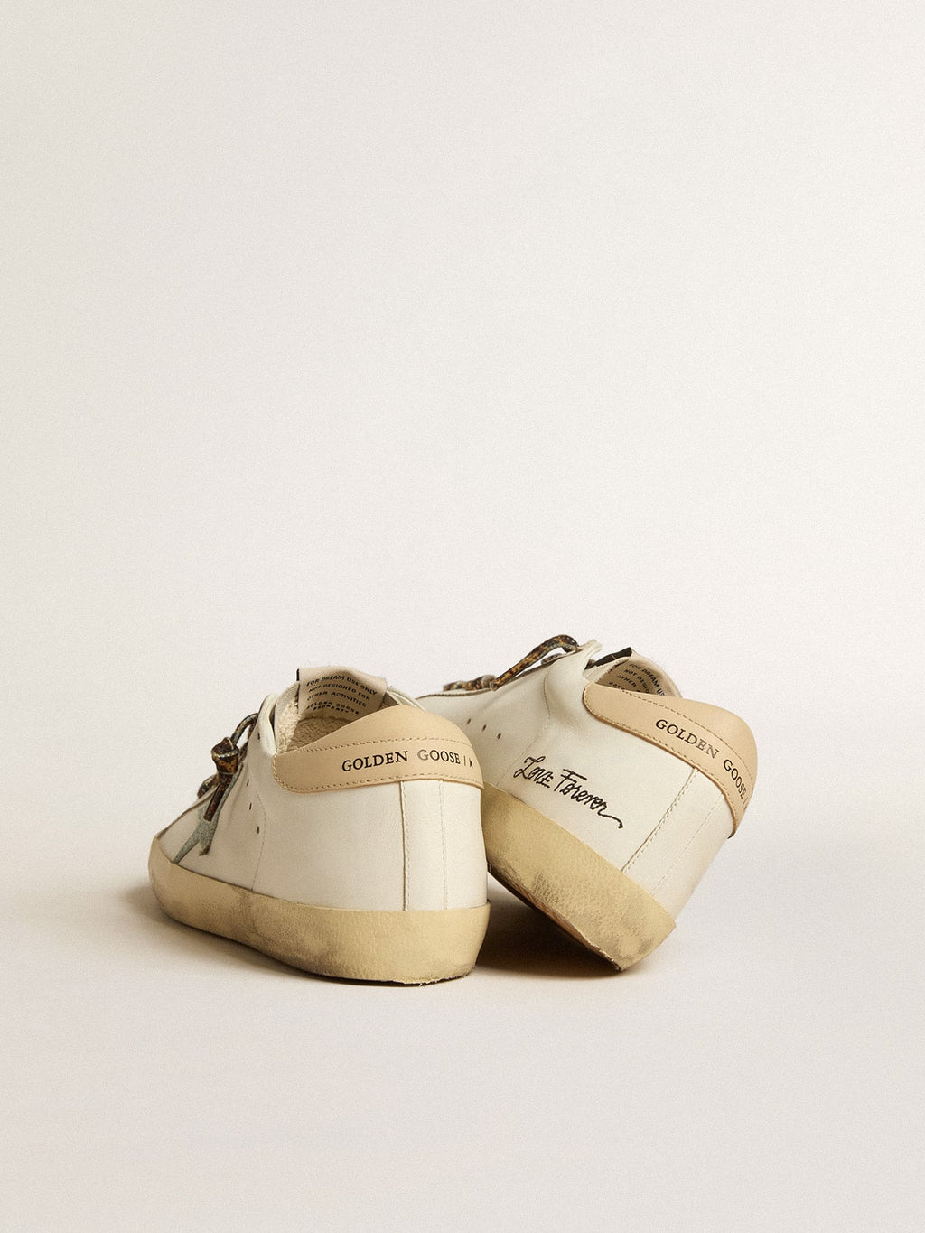 Women's Super-Star with gray glitter star and nude leather heel tab| Golden Goose
