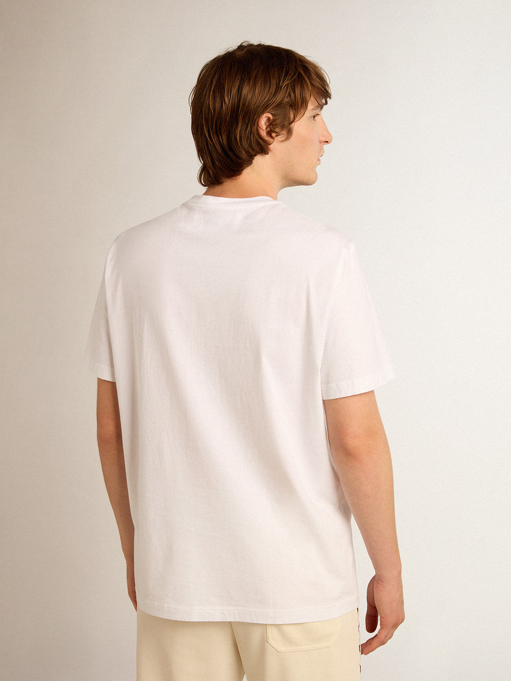 White Star Collection T-shirt with black star on the front| Golden Goose