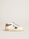 Super-Star Young with green nappa star and brown suede heel tab| Golden Goose