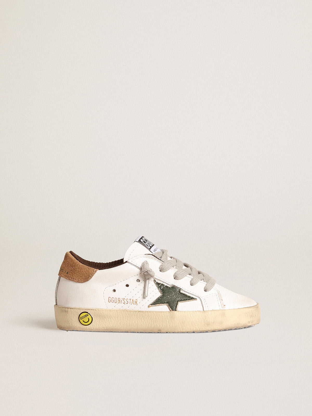 Super-Star Young with green nappa star and brown suede heel tab| Golden Goose