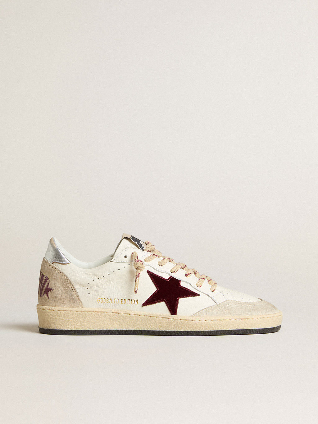 Women's Ball Star Mountain LTD in leather with burgundy velvet star| Golden Goose