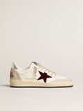 Women's Ball Star Mountain LTD in leather with burgundy velvet star| Golden Goose