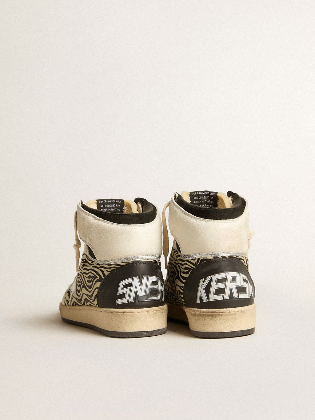 Men's Sky-Star LAB in zebra nappa with textured silver leather star| Golden Goose